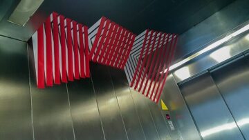 Abstraktes 3D Tape-Kunst im Fahrstuhl- Büro Design