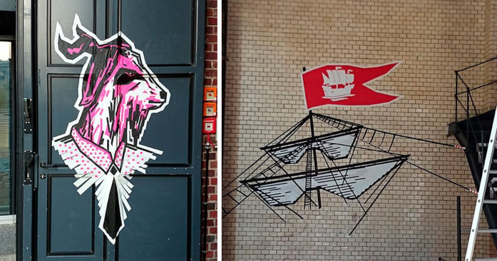 Ethical Fashion Show tape art installation