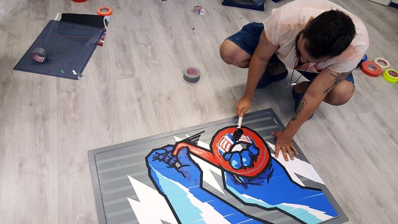 Bild 4- Making-of Tape Art- Auftragskunst