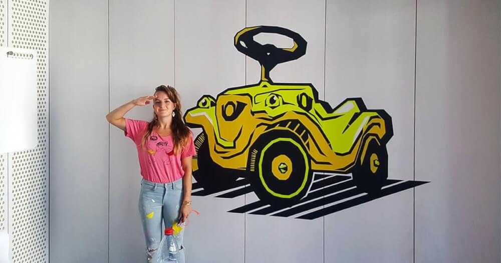 Interior tape art in Google Office Zurich