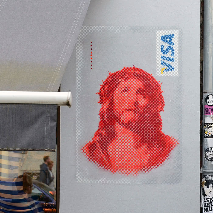 Stencil-Street-Art von Ostap in der Kastanienallee, Berlin