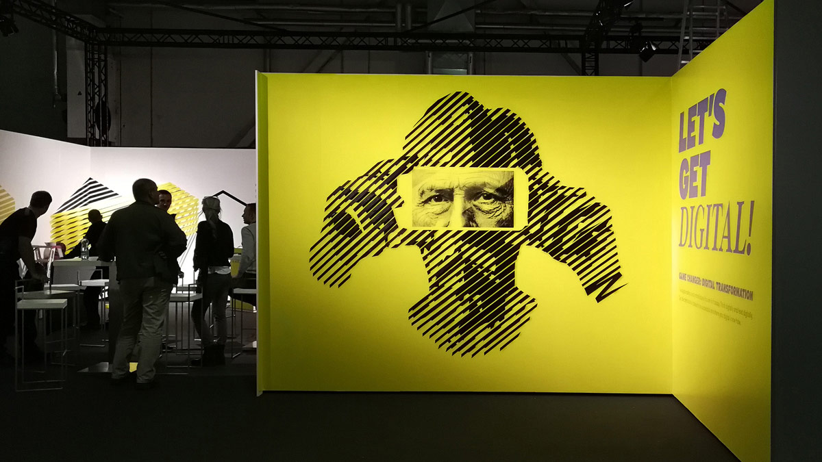 Tape-Art-Messestand für Mercedes-Benz