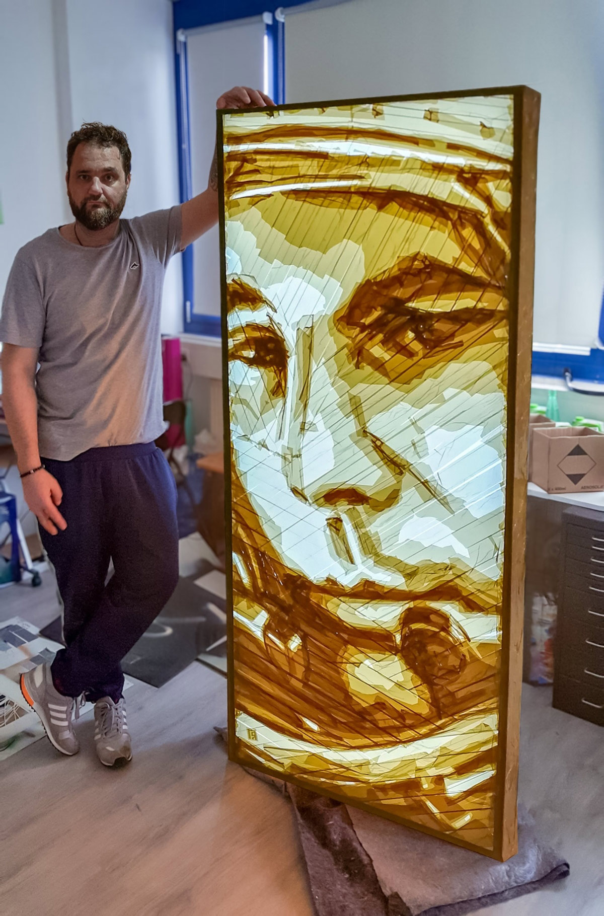 Leuchtende Tape-Art-Lightbox