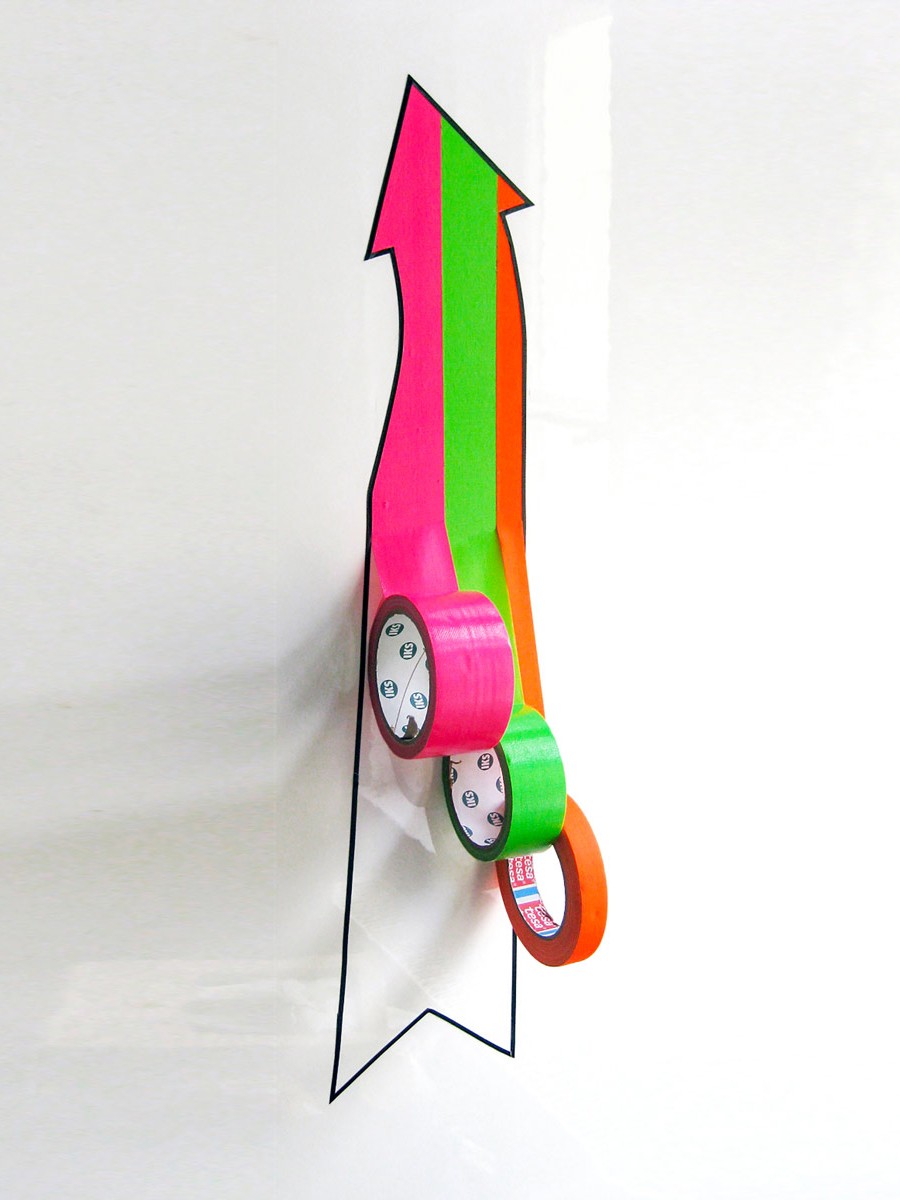 Tape art arrow symbol — from briefing to staging
